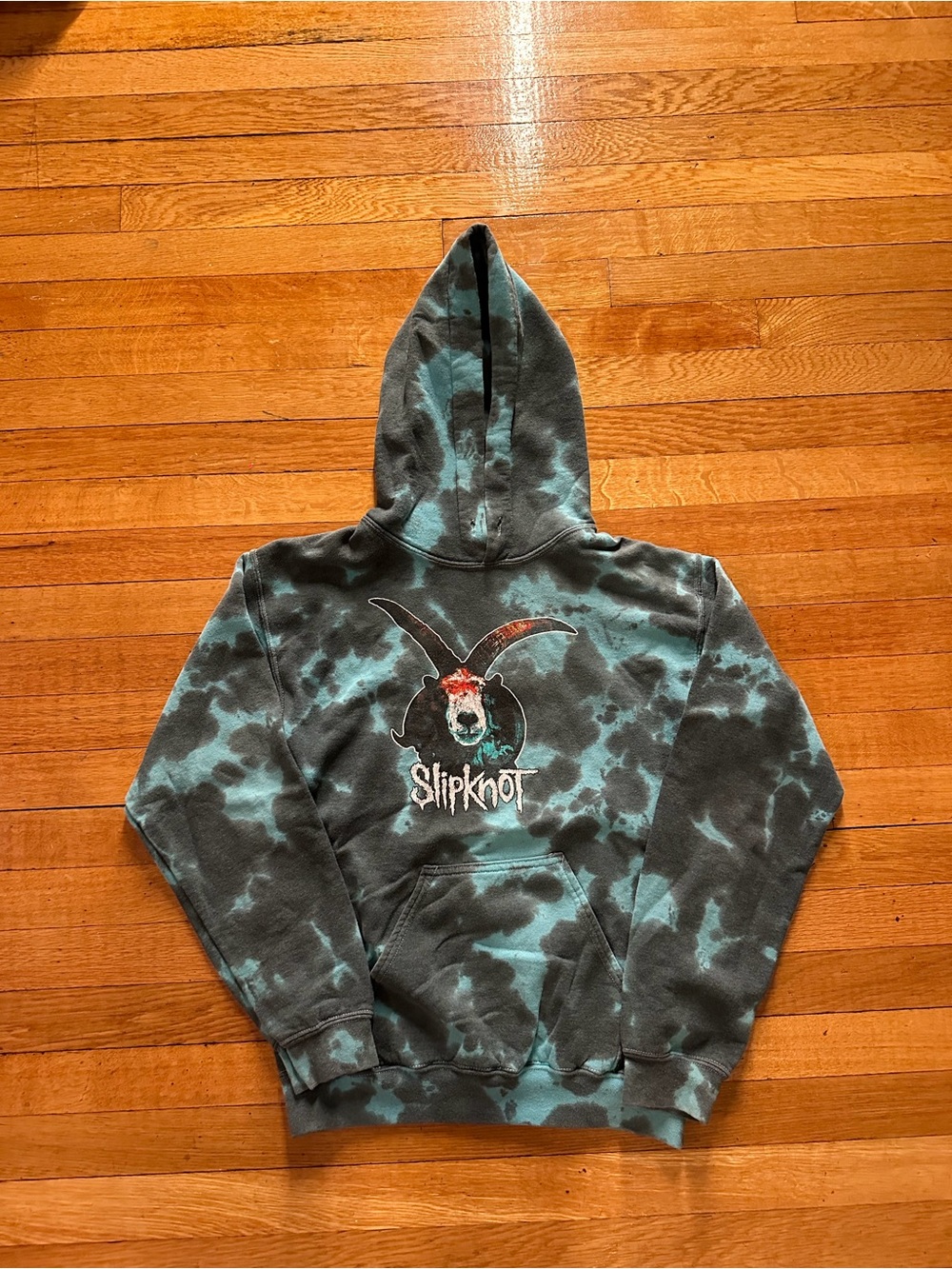 Slipknot Acid Wash IOWA GOAT Tribal S Band BLUE Hoodie Women's SMALL